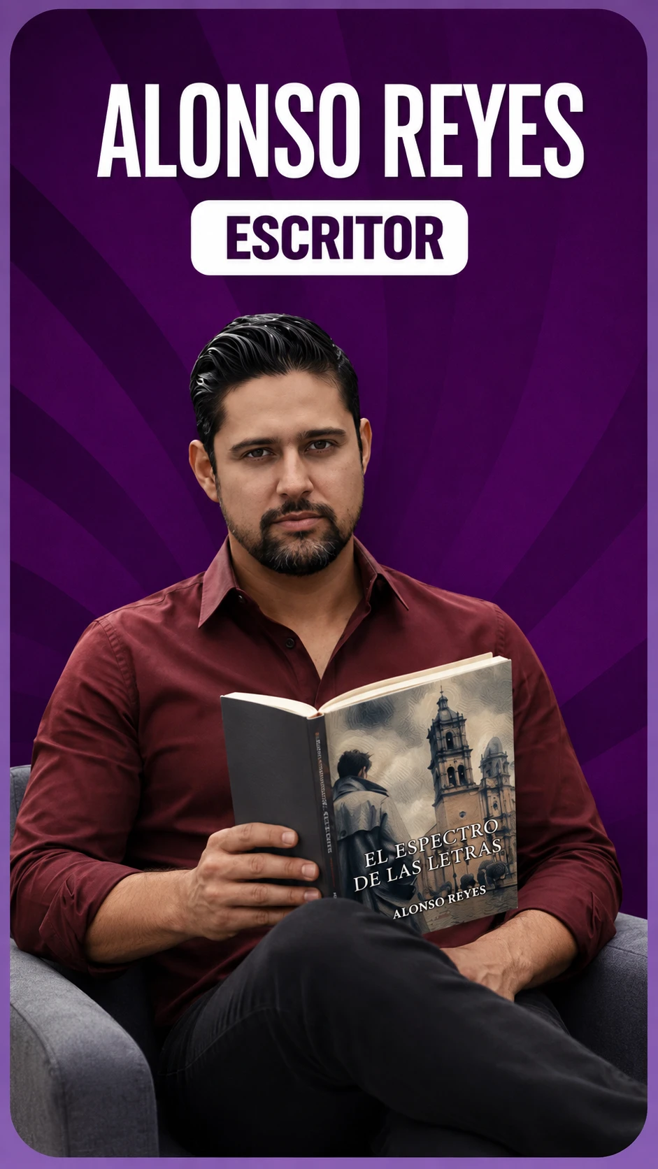 Alonso Reyes, escritor, leyendo El Espectro de las Letras