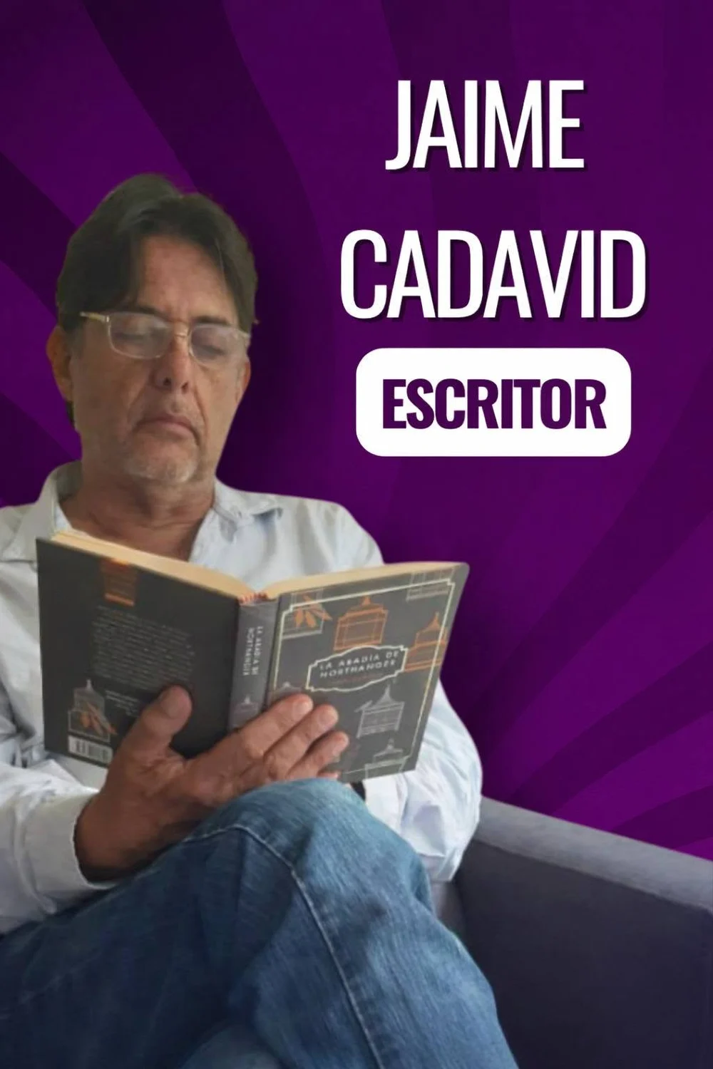 Jaime Cadavid, escritor, leyendo un libro