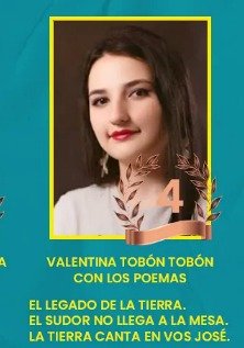 Reconocimiento de Valentina Tobón en el Concurso Nacional de Poesía Cómbita de Oro